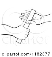 Clipart Of Black And White Hands Passing A Relay Race Baton Royalty Free Vector Illustration
