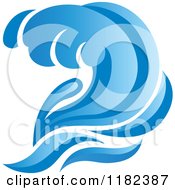 Clipart Of A Blue Surf Ocean Wave Royalty Free Vector Illustration