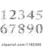 Poster, Art Print Of Vintage Black And White Floral Numbers