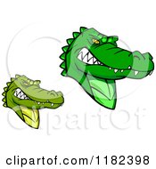 Clipart Of Tough Green Alligator Mascots Royalty Free Vector Illustration