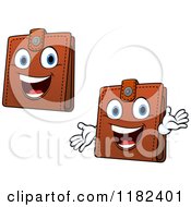 Clipart Of Happy Wallet Mascots Royalty Free Vector Illustration