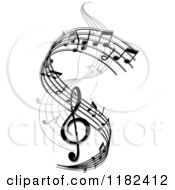 Poster, Art Print Of Swirl Of Black And Gray Music Notes
