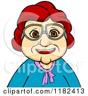 Cartoon Of A Happy Red Haired Old Woman With Glasses Royalty Free Vector Clipart