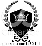 Poster, Art Print Of Black And White Shield And Laurel Wreath With A Crown