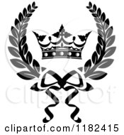Poster, Art Print Of Black And White Laurel Wreath With A Crown