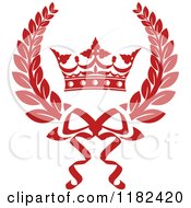 Clipart Of A Red Laurel Wreath With A Crown Royalty Free Vector Illustration