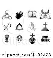 Poster, Art Print Of Black And White Christian Symbols 2