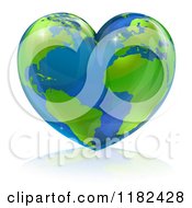 Clipart Of A Shiny Heart Shaped Earth Royalty Free Vector Illustration