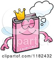 Cartoon Of A Dreaming Pink Fairy Tale Book Mascot Royalty Free Vector Clipart