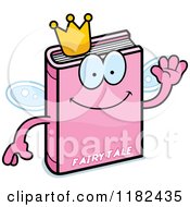 Cartoon Of A Waving Pink Fairy Tale Book Mascot Royalty Free Vector Clipart