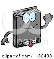 Cartoon Of A Waving Business Book Mascot Royalty Free Vector Clipart
