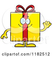 Waving Yellow Gift Box Mascot