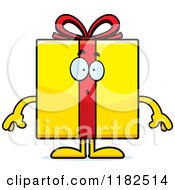 Cartoon Of A Surprised Yellow Gift Box Mascot Royalty Free Vector Clipart