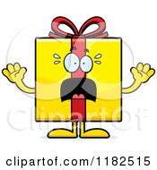 Cartoon Of A Scared Yellow Gift Box Mascot Royalty Free Vector Clipart