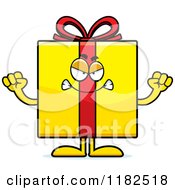 Cartoon Of A Mad Yellow Gift Box Mascot Royalty Free Vector Clipart