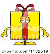 Cartoon Of A Depressed Yellow Gift Box Mascot Royalty Free Vector Clipart by Cory Thoman