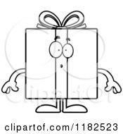 Cartoon Of A Black And White Surprised Gift Box Mascot Royalty Free Vector Clipart