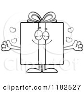 Cartoon Of A Black And White Loving Gift Box Mascot Royalty Free Vector Clipart