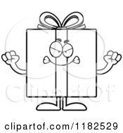 Cartoon Of A Black And White Mad Gift Box Mascot Royalty Free Vector Clipart