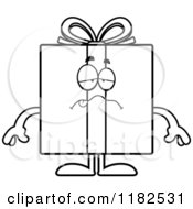 Cartoon Of A Black And White Sick Gift Box Mascot Royalty Free Vector Clipart