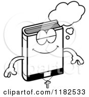 Cartoon Of A Black And White Dreaming Bible Mascot Royalty Free Vector Clipart