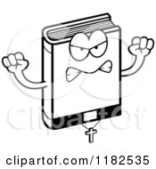 Cartoon Of A Black And White Mad Bible Mascot Royalty Free Vector Clipart by Cory Thoman