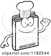 Cartoon Of A Black And White Waving Cook Book Mascot Royalty Free Vector Clipart