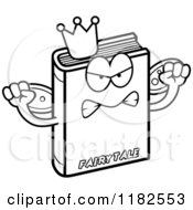 Black And White Mad Fairy Tale Book Mascot Royalty Free Vector Clipart
