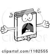 Black And White Scared Business Book Mascot Royalty Free Vector Clipart