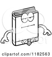 Black And White Bored Business Book Mascot Royalty Free Vector Clipart