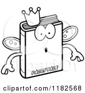 Black And White Surprised Fairy Tale Book Mascot Royalty Free Vector Clipart