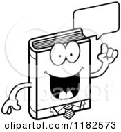 Black And White Talking Business Book Mascot Royalty Free Vector Clipart