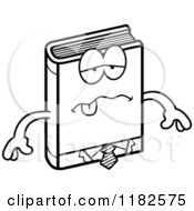Black And White Sick Business Book Mascot Royalty Free Vector Clipart