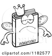 Black And White Depressed Fairy Tale Book Mascot Royalty Free Vector Clipart