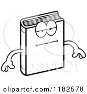 Black And White Bored Book Mascot Royalty Free Vector Clipart