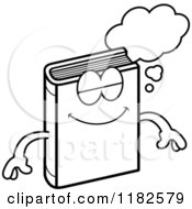 Black And White Dreaming Book Mascot Royalty Free Vector Clipart