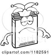 Black And White Depressed Jester Joke Book Mascot Royalty Free Vector Clipart