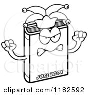 Black And White Mad Jester Joke Book Mascot Royalty Free Vector Clipart
