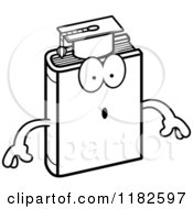 Black And White Surprised Teacher Book Mascot Royalty Free Vector Clipart