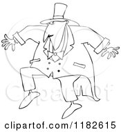 Cartoon Of An Outlined Sneaky Circus Ring Master Man Royalty Free Vector Clipart by djart