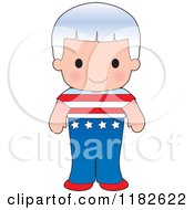 Cartoon Of A Happy Patriotic Boy Wearing American Flag Clothing Royalty Free Vector Clipart by Maria Bell