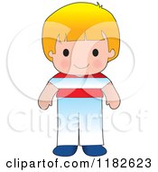 Cartoon Of A Happy Patriotic Boy Wearing Austrian Flag Clothing Royalty Free Vector Clipart