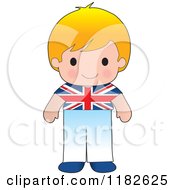 Happy Patriotic Boy Wearing British Flag Clothing
