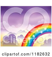 Poster, Art Print Of Sparkly Rainbow And Clouds In A Purple Sky