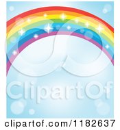 Cartoon Of A Sparkly Rainbow In A Sky Royalty Free Vector Clipart