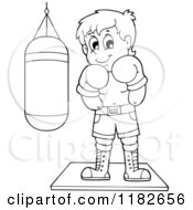 Poster, Art Print Of Outlined Boxer By A Punching Bag