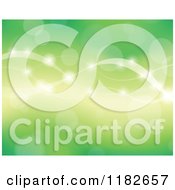 Cartoon Of A Green Background Of Flares And Waves Royalty Free Vector Clipart