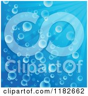 Poster, Art Print Of Background Of Blue Bubbles And Rays In Water