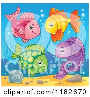 Cartoon Of Colorful Fish Underwater Royalty Free Vector Clipart