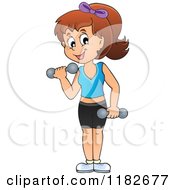 Poster, Art Print Of Brunette Woman Working Out With Dumbbells